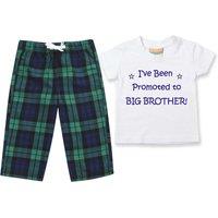 60 SECOND MAKEOVER Boy's I've Been Promoted To Big Brother Pyjamas Children Trouser Bottoms Pyjama Set Big Brother in Green | Size: 3-4 Years