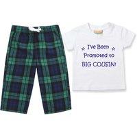 60 SECOND MAKEOVER I've Been Promoted To Big Cousin Pyjamas Children Trouser Bottoms Pyjama Set in Green | Size: 0-6 m