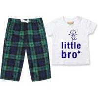 60 SECOND MAKEOVER Boy's Little Bro Pyjamas Children Trouser Bottoms Pyjama Set Little Brother in Green | Size: 12-18 m
