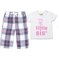 60 SECOND MAKEOVER Girl's Little Sis Pyjamas Children Tartan Trouser Bottoms Pyjama Set Sister in Pink | Size: 6-12 m