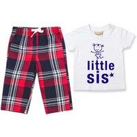 60 SECOND MAKEOVER Girl's Little Sis Pyjamas Children Tartan Trouser Bottoms Pyjama Set Sister in Red | Size: 11-12 Years