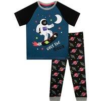 Harry Bear Boy's Astronaut Over The Moon Pyjamas in Blue | Size: 11-12 Years