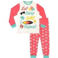 Harry Bear Girl's Surf Pyjamas in Pink | Size: 8-9 Years