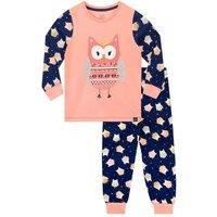 Harry Bear Girl's Glitter Owl Print Cosy Snuggle Fit Pyjamas in Blue | Size: 5-6 Years