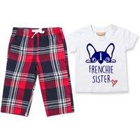 60 SECOND MAKEOVER Girl's Frenchie Sister Pyjamas Children Trouser Bottoms Pyjama Set French Bulldog in Red | Size: 0-6 m
