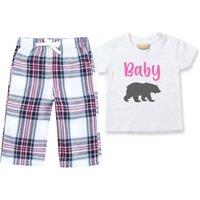 60 SECOND MAKEOVER Baby Bear Pyjamas Children Tartan Trouser Bottoms Pyjama Set Christmas in Pink | Size: 2-3 Years