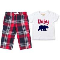60 SECOND MAKEOVER Baby Bear Pyjamas Children Tartan Trouser Bottoms Pyjama Set Christmas in Red | Size: 12-18 m