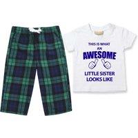 60 SECOND MAKEOVER Girl's Awesome Little Sister Pyjamas Children Trouser Bottoms Pyjama Set in Green | Size: 2-3 Years