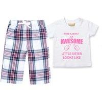 60 SECOND MAKEOVER Girl's Awesome Little Sister Pyjamas Children Trouser Bottoms Pyjama Set in Pink | Size: 18-24 m