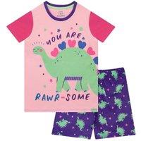 Harry Bear Girl's You Are Rawrsome Dino Short Pyjamas in Purple | Size: 4-5 Years