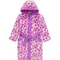 Harry Bear Girl's Long Sleeve Animal Print Dressing Gown in Pink | Size: 5-6 Years