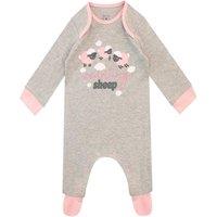Harry Bear Girl's Counting Sheep Baby Sleepsuit in Grey | Size: 9-12 m