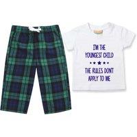 60 SECOND MAKEOVER I'm The Youngest The Rules Don't Apply To Me Pyjamas Set in Green | Size: 6-12 m
