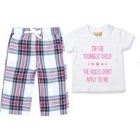 60 SECOND MAKEOVER I'm The Youngest The Rules Don't Apply To Me Pyjamas Set in Pink | Size: 3-4 Years