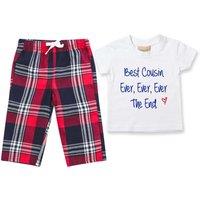 60 SECOND MAKEOVER Best Cousin Ever Pyjamas Children Trouser Bottoms Pyjama Set Christmas in Red | Size: 12-18 m