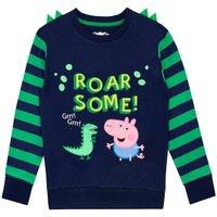 Peppa Pig Boy's Roar Striped George Pig Sweatshirt in Green | Size: 18-24 m