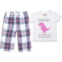 60 SECOND MAKEOVER Girl's Sister Dinsosaur Pyjamas Children Trouser Bottoms Pyjama Set Christmas in Pink | Size: 0-6 m