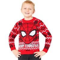 Marvel Boy's Boys Spiderman Christmas Jumper in Red | Size: 7-8 Years
