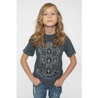 Guns N Roses Kids Monochrome Cross Dye Wash Tee in Grey | Size: 5-6 Years