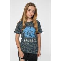 Queen Kids Blue Crest Dye Wash Tee in Grey | Size: 7-8 Years