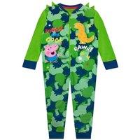 Peppa Pig Boy's George Pig Dinosaur Onesie in Green | Size: 18-24 m