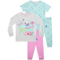 Peppa Pig Girl's 2 Pack Pyjamas in Grey | Size: 4-5 Years
