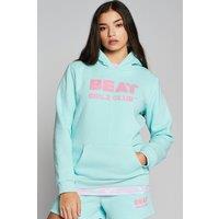Beat Girlz Club Girl's 'Miami' Logo Hoodie in Pale Blue | Size: 7-8 Years