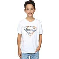 DC Comics Boy's Superman Floral Logo 2 T-Shirt in White | Size: 12-13 Years