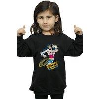 DC Comics Girl's Wonder Woman Lasso Sweatshirt in Black | Size: 5-6 Years