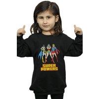 DC Comics Girl's Wonder Woman Super Power Group Sweatshirt in Black | Size: 12-13 Years
