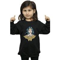 DC Comics Girl's Wonder Woman Gaze Sweatshirt in Black | Size: 9 Years