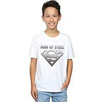 DC Comics Boy's Superman Man Of Steel Shield T-Shirt in White | Size: 5-6 Years