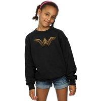 DC Comics Girl's Justice League Movie Wonder Woman Emblem Sweatshirt in Black | Size: 12-13 Years