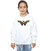 DC Comics Girl's Justice League Movie Wonder Woman Emblem Sweatshirt in White | Size: 12-13 Years