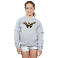 DC Comics Girl's Justice League Movie Wonder Woman Emblem Sweatshirt in Grey | Size: 7-8 Years