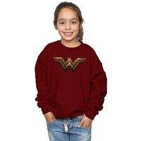 DC Comics Girl's Justice League Movie Wonder Woman Emblem Sweatshirt in Burgundy | Size: 5-6 Years