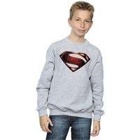 DC Comics Boy's Justice League Movie Superman Emblem Sweatshirt in Grey | Size: 9 Years
