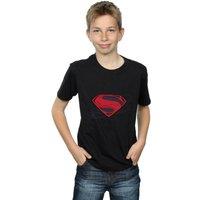 DC Comics Boy's Justice League Movie Superman Logo T-Shirt in Black | Size: 5-6 Years