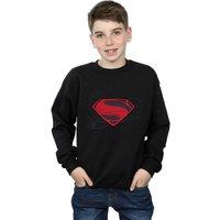 DC Comics Boy's Justice League Movie Superman Logo Sweatshirt in Black | Size: 5-6 Years
