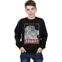 Disney Boy's Snow White Grumpy Dwarf Poster Sweatshirt in Black | Size: 5-6 Years