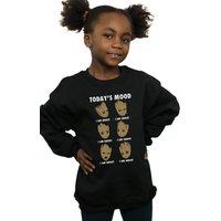 Marvel Girl's Guardians Of The Galaxy Groot Todays Mood Sweatshirt in Black | Size: 9 Years