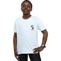 Disney Boy's Mickey Mouse Kickin Retro Chest T-Shirt in White | Size: 12-13 Years