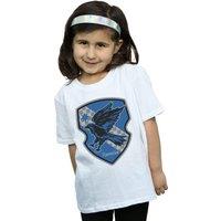 Harry Potter Girl's Ravenclaw Crest Flat Cotton T-Shirt in White | Size: 12-13 Years