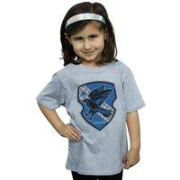 Harry Potter Girl's Ravenclaw Crest Flat Cotton T-Shirt in Grey | Size: 12-13 Years