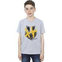 Harry Potter Boy's Hufflepuff Pop Spray T-Shirt in Grey | Size: 7-8 Years