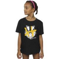 Harry Potter Girl's Hufflepuff Pop Spray Cotton T-Shirt in Black | Size: 3-4 Years