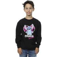 Disney Boy's Lilo & Stitch Ohana Forever Heart Sweatshirt in Black | Size: 3-4 Years