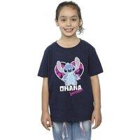 Disney Girl's Lilo & Stitch Ohana Forever Heart Cotton T-Shirt in Navy | Size: 3-4 Years