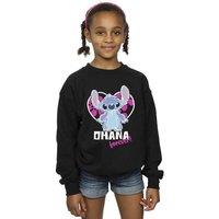 Disney Girl's Lilo & Stitch Ohana Forever Heart Sweatshirt in Black | Size: 3-4 Years