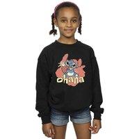 Disney Girl's Lilo & Stitch Ohana Pineapple Sweatshirt in Black | Size: 3-4 Years